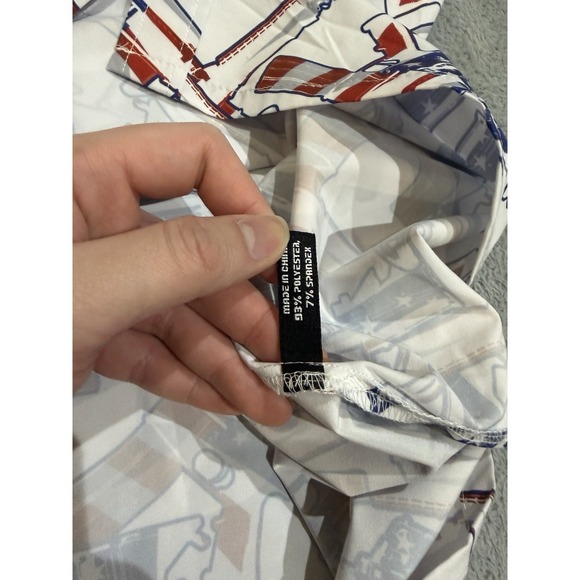 Retro Rifle Men 4XL THE 4TH Performance Short Sleeve Button Shirt Red White Blue - Picture 8 of 9